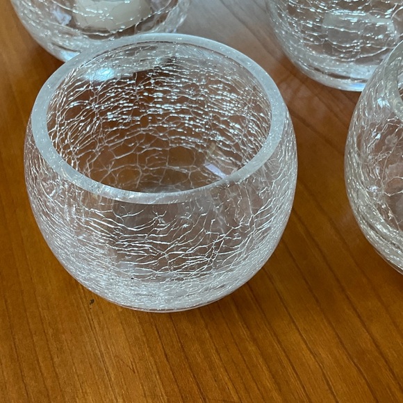 Set of 4 Crackle Glass Tealight Candle Holders - Picture 2 of 4